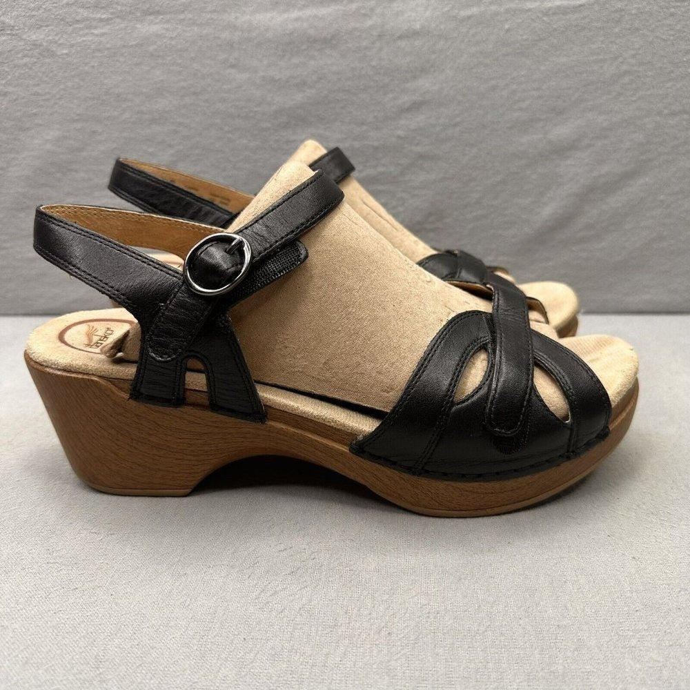 Dansko Season Womens Size 40 (9.5-10) Sandals Black Full Grain Leather Clog